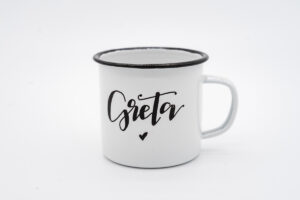 Herzboxx Tasse Emaille 300ml mit Wunschnamen