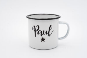 Herzboxx Tasse Emaille 300ml mit Wunschnamen