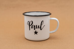 Herzboxx Tasse Emaille 300ml mit Wunschnamen