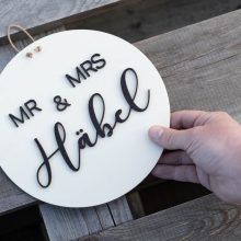 Herzboxx Holzschild Mr and Mrs