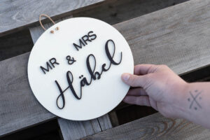 Herzboxx Holzschild Mr and Mrs